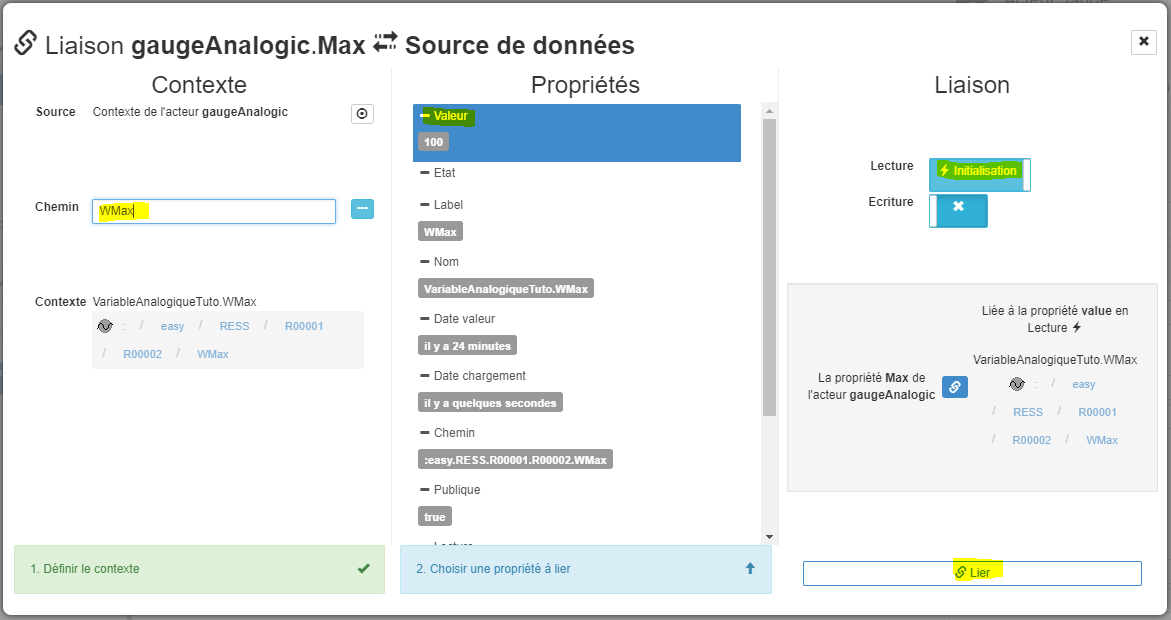 Edition liaison vers Max