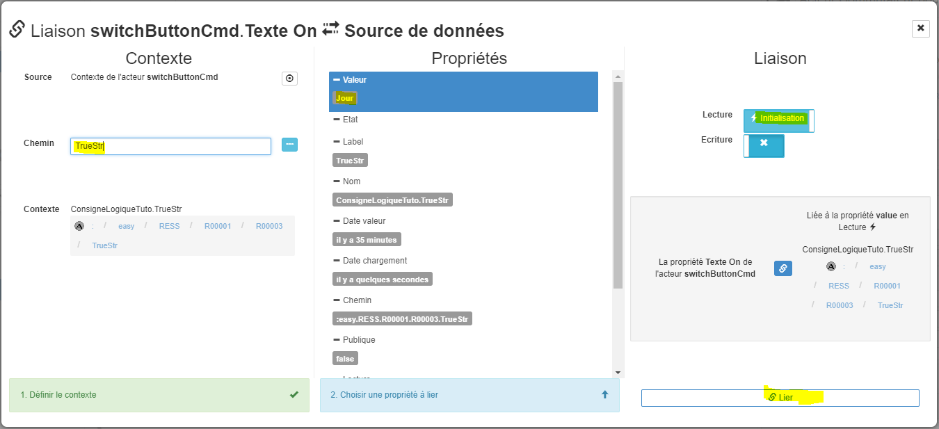 Edition liaison vers SetPoint